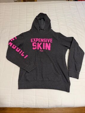 Expensive Skin Charcoal Hoodie with Hot Pink Logo Ink Addict